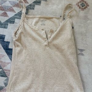 American Eagle Outfitters Cream Lace Trim Tank Top